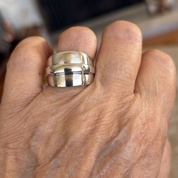 Elle 925 Sterling Silver Large Dome Ring Genuine Ruby Size 9 - Picture 6 of 10